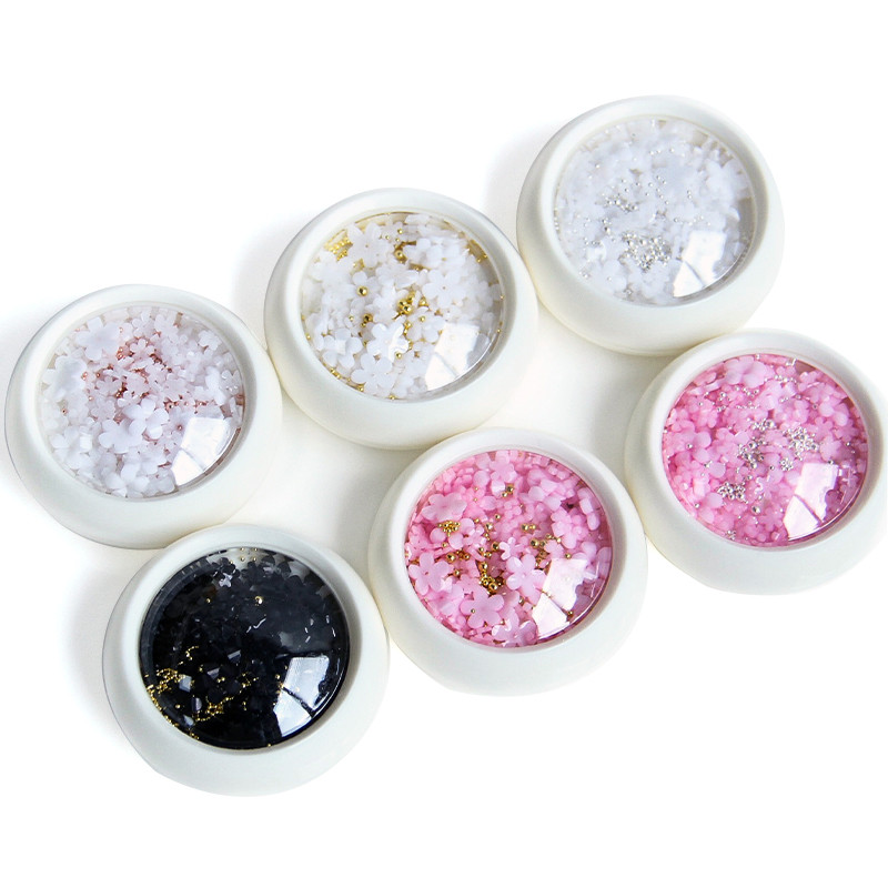 Roz, alb, negru, acrilic, flori, decorare pentru arta unghiilor