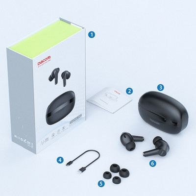 Ακουστικά Bluetooth Dacom TinyPods ENC με 4 μικρόφωνα ασύρματα στερεοφωνικά ακουστικά IPX5 Αθλητικά ακουστικά ακύρωσης θορύβου Ακουστικά μπάσων