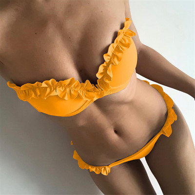 Szexi mikrotangas bikini 2021, váll nélküli fürdőruha, női magas vágású fürdőruha kötszer brazil fürdőruha úszóbikini Mujer
