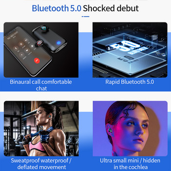 Q66 TWS Bluetooth V5.0 слушалки Спортни водоустойчиви стерео безжични слушалки Слушалки Слушалки Слушалки 6000mAh Захранване за iPhone Xiaomi