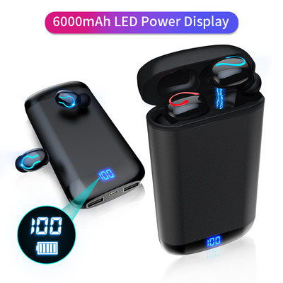 Q66 TWS Bluetooth V5.0 Ausinės Sportinės Neperšlampamos Stereo Belaidės Ausinės Ausinės Ausinės 6000mAh Maitinimas iPhone Xiaomi