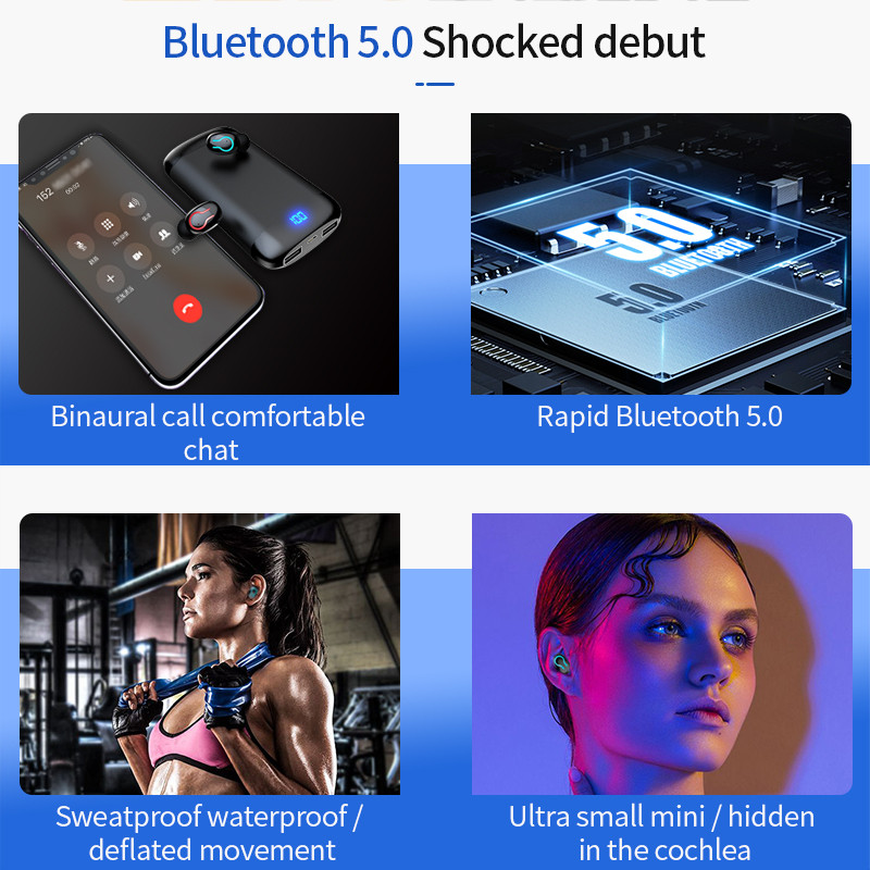 Q66 TWS Bluetooth V5.0 Ακουστικά Αθλητικά Αδιάβροχα Στερεοφωνικά Ασύρματα Ακουστικά Ακουστικά Ακουστικά Ακουστικά 6000mAh Ισχύς για iPhone Xiaomi