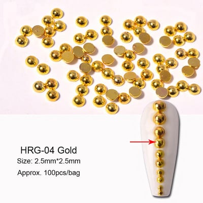Mini lapos hátú acélgyöngyök körömdíszítések 1-3,0 mm vegyes méretű arany ezüst félkerek golyós 3D design ékszer manikűr barkácsolás