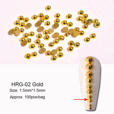 Mini lapos hátú acélgyöngyök körömdíszítések 1-3,0 mm vegyes méretű arany ezüst félkerek golyós 3D design ékszer manikűr barkácsolás