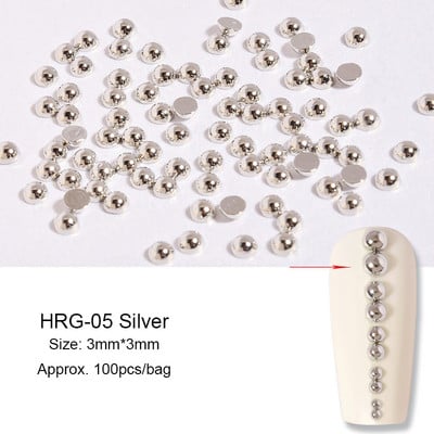 Mini lapos hátú acélgyöngyök körömdíszítések 1-3,0 mm vegyes méretű arany ezüst félkerek golyós 3D design ékszer manikűr barkácsolás
