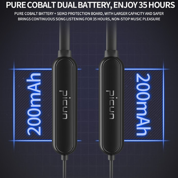 Picun H18X Безжични Bluetooth слушалки V5.0 IPX7 Водоустойчиви спортни слушалки Магнитен дизайн Стерео слушалки за врат за телефон PC