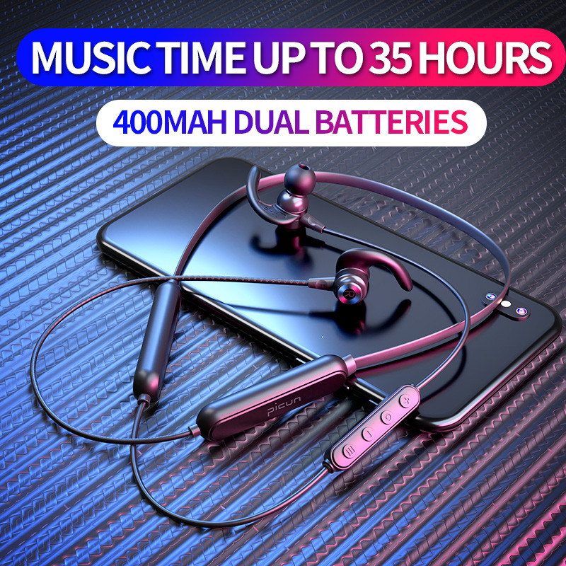 „Picun H18X“ belaidės „Bluetooth“ ausinės V5.0 IPX7, vandeniui atsparios sportinės ausinės, magnetinės konstrukcijos, kaklo juostos stereofoninės ausinės, skirtos telefono kompiuteriui