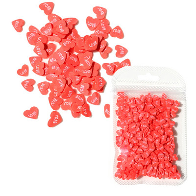 Love Nail Art flitterek Red Flake Nail Art Dekorációk Agyag Szelet Drágakövek Valentin-napi Manikűr tervezés Professzionális kiegészítők