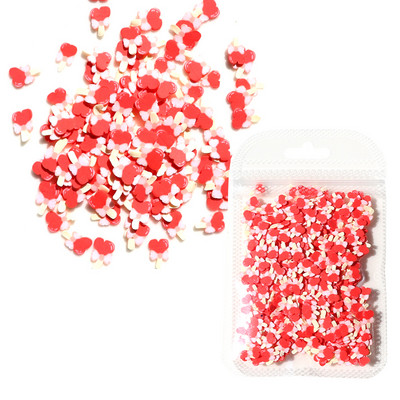 Love Nail Art flitterek Red Flake Nail Art Dekorációk Agyag Szelet Drágakövek Valentin-napi Manikűr tervezés Professzionális kiegészítők