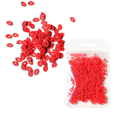 Love Nail Art flitterek Red Flake Nail Art Dekorációk Agyag Szelet Drágakövek Valentin-napi Manikűr tervezés Professzionális kiegészítők