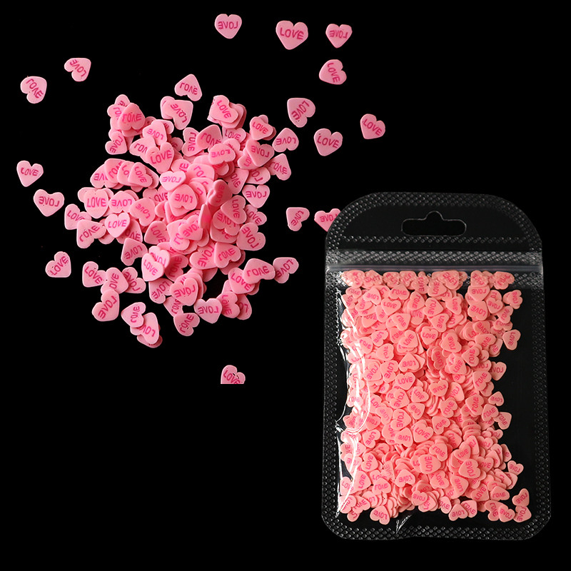 Love Nail Art flitterek Red Flake Nail Art Dekorációk Agyag Szelet Drágakövek Valentin-napi Manikűr tervezés Professzionális kiegészítők