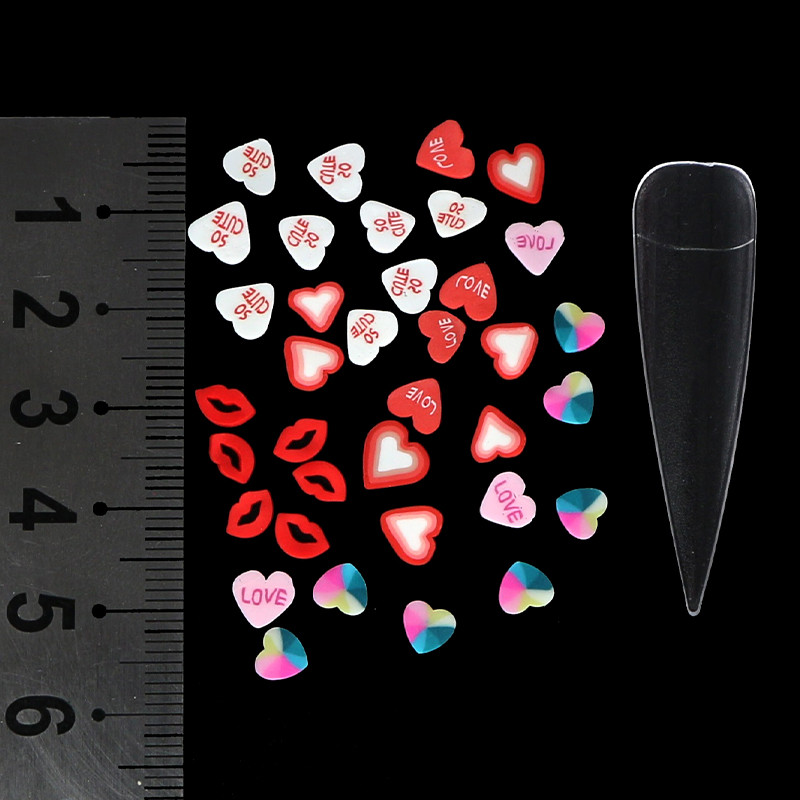 Love Nail Art flitterek Red Flake Nail Art Dekorációk Agyag Szelet Drágakövek Valentin-napi Manikűr tervezés Professzionális kiegészítők
