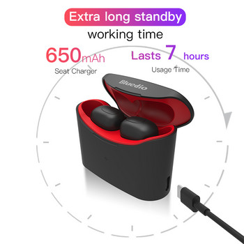 Оригинални Bluedio T-elf mini TWS слушалки Bluetooth 5.0 Спортни слушалки Безжични слушалки с кутия за зареждане за телефони