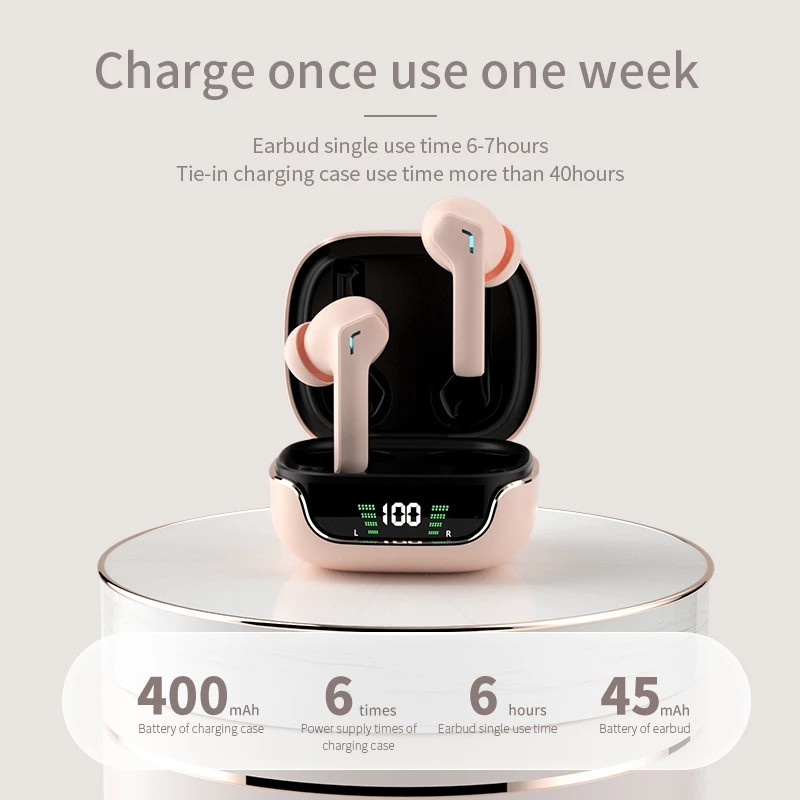 TWS Bluetooth 5.3 austiņas bezvadu austiņas HIFI stereo spēļu sporta austiņas ar mikrofonu ENC trokšņu slāpēšanas austiņas
