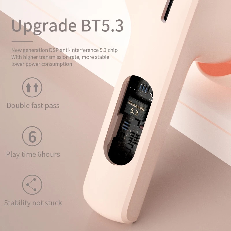 TWS Bluetooth 5.3 austiņas bezvadu austiņas HIFI stereo spēļu sporta austiņas ar mikrofonu ENC trokšņu slāpēšanas austiņas