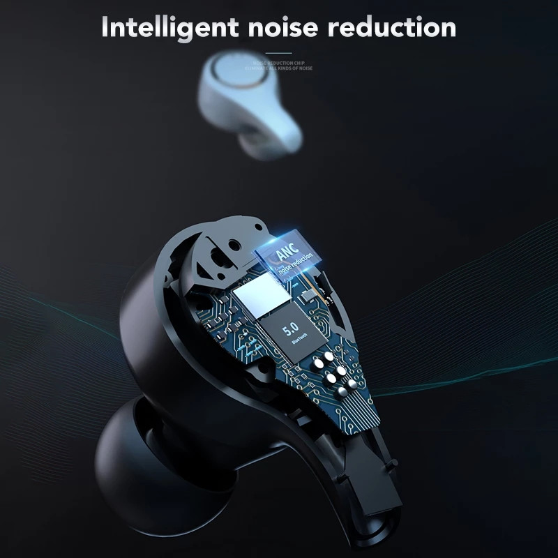 Νέο TWS Active Noise Reduction Bluetooth Headset V5.0 Touch Control ANC Sports Αδιάβροχο μπάσο ασύρματο ακουστικό gaming ακουστικών