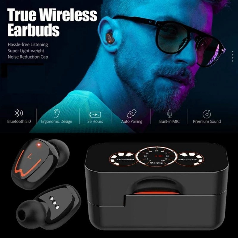 V1 TWS Bluetooth 5.0 slušalice bežične Bluetooth slušalice s poništavanjem buke IPX7 vodootporne sportske slušalice s kućištem za punjenje