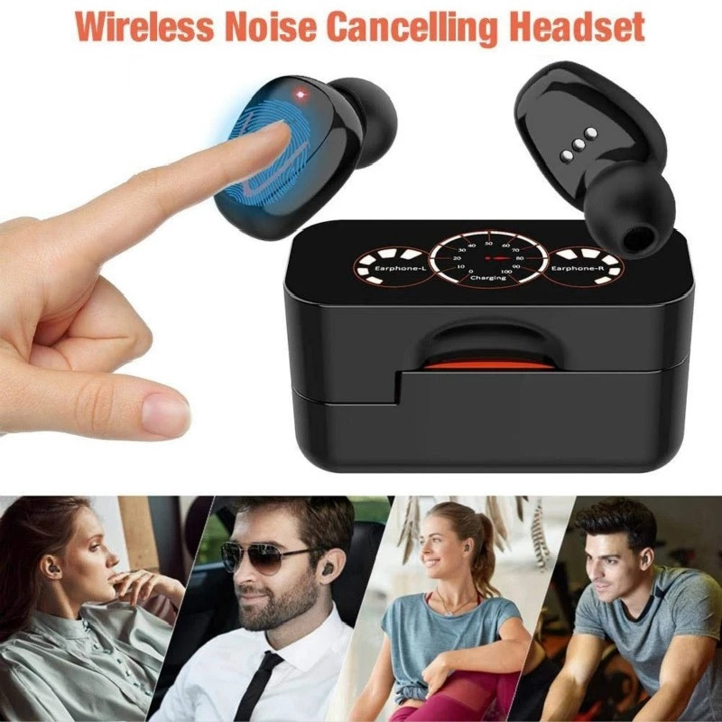 V1 TWS Bluetooth 5.0 slušalice bežične Bluetooth slušalice s poništavanjem buke IPX7 vodootporne sportske slušalice s kućištem za punjenje