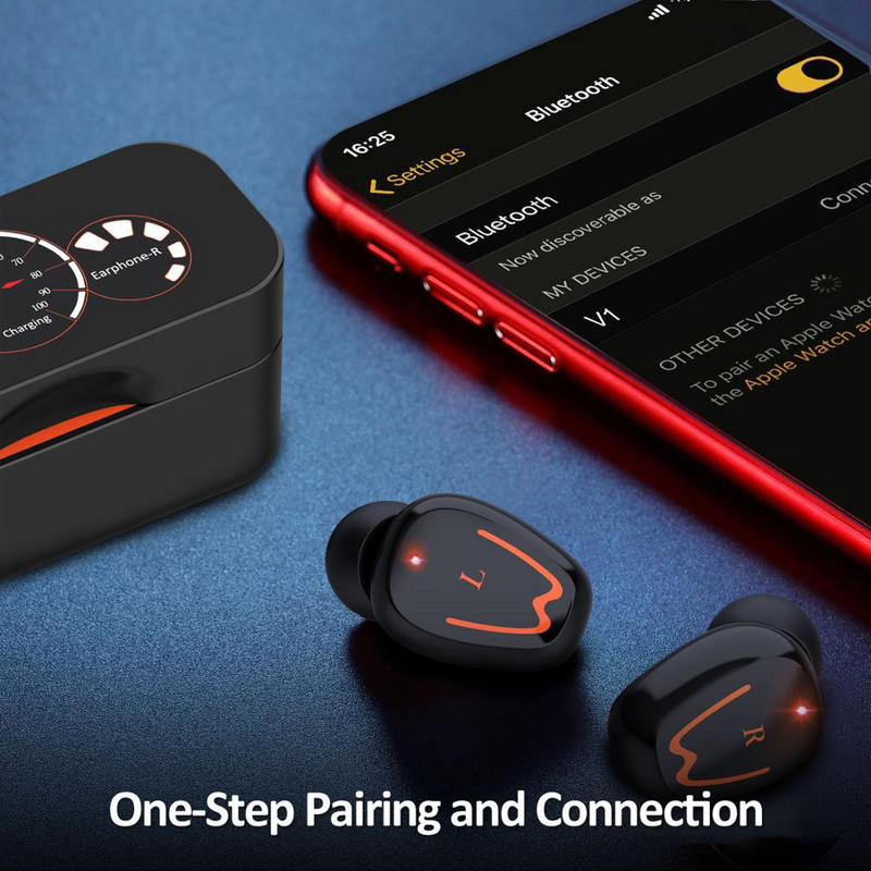 V1 TWS Bluetooth 5.0 slušalice bežične Bluetooth slušalice s poništavanjem buke IPX7 vodootporne sportske slušalice s kućištem za punjenje