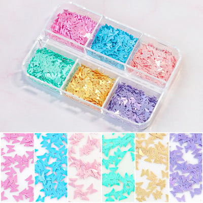 Картина с маслени бои Пеперуди Стикери за нокти Macaron Color Nails Art Glitter Flakes Маникюр Консумативи за нокти Професионални Направи си сам аксесоари