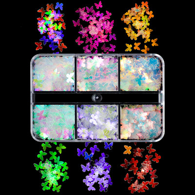 Olajfestés Pillangós körömmatricák Macaron Color Nails Art Glitter Flakes Manikűr Köröm kellékek Professzionális barkács kiegészítők