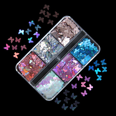 Olajfestés Pillangós körömmatricák Macaron Color Nails Art Glitter Flakes Manikűr Köröm kellékek Professzionális barkács kiegészítők