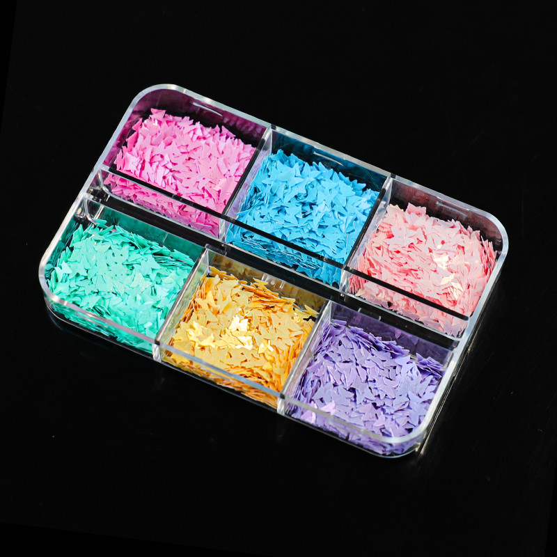 Olajfestés Pillangós körömmatricák Macaron Color Nails Art Glitter Flakes Manikűr Köröm kellékek Professzionális barkács kiegészítők