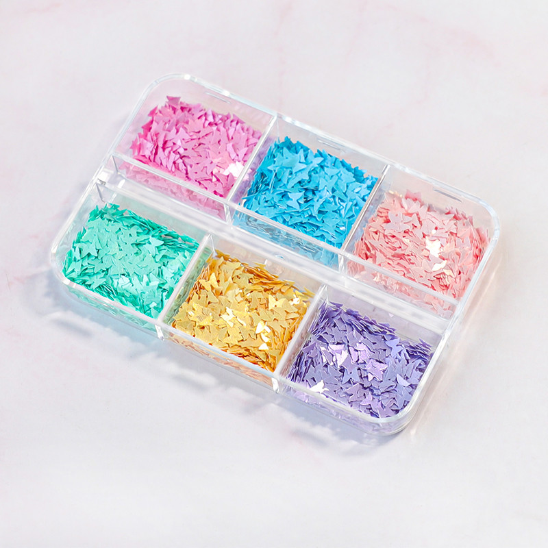 Olajfestés Pillangós körömmatricák Macaron Color Nails Art Glitter Flakes Manikűr Köröm kellékek Professzionális barkács kiegészítők