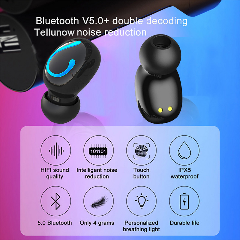 HBQ Q67 TWS Wireless Bluetooth 5.0 Mini ακουστικό 3D Stereo Gaming Αθλητικά αδιάβροχα ακουστικά Ακουστικά με 1500mAh Power Bank