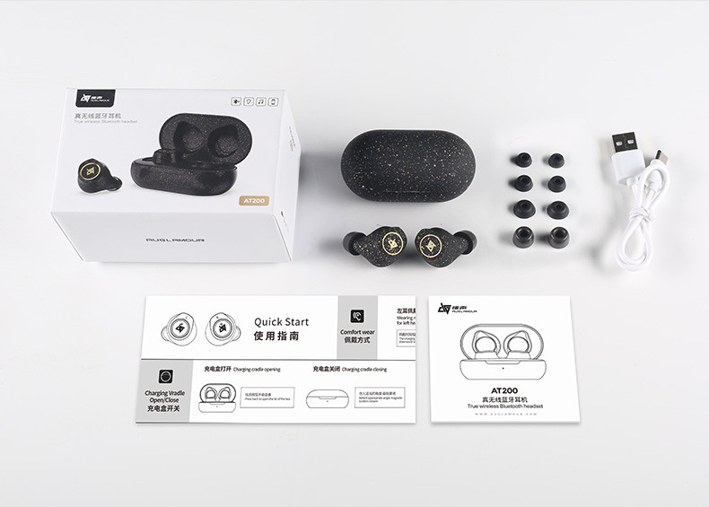 Νεότερο AUGLAMOUR AT-200 TWS Bluetooth Ακουστικά 5.0 IPX5 Αδιάβροχα ασύρματα ακουστικά HIFI Bass Earbuds για Smart Phone