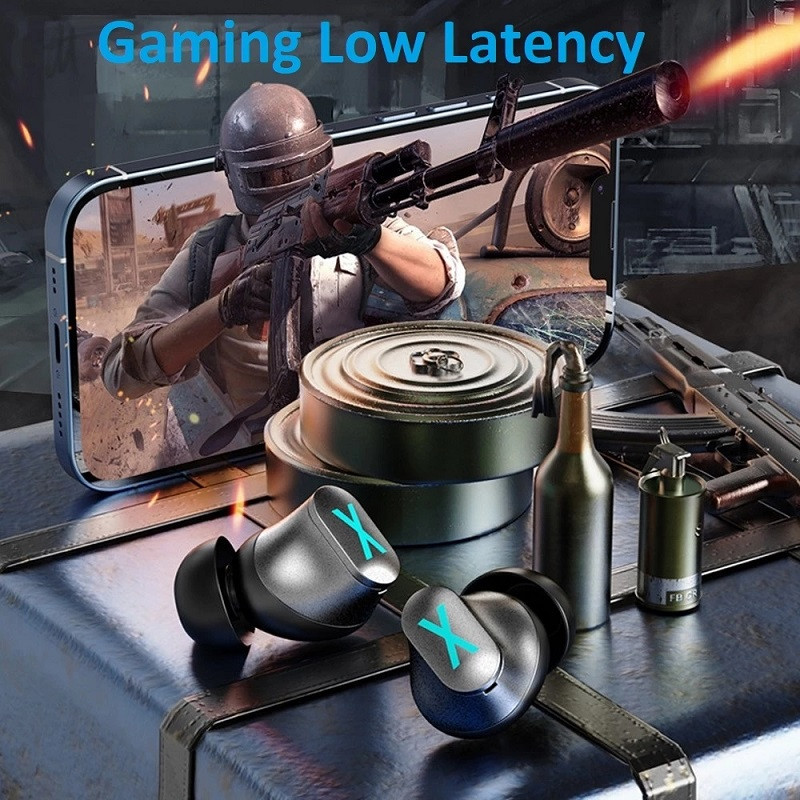 2022 Bluetooth 5.3 TWS slúchadlá Kovové bezdrôtové herné slúchadlá Aktívne potlačenie hluku s mikrofónom Vodotesné