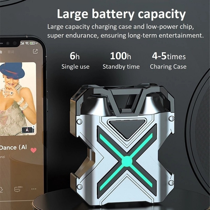 2022 Bluetooth 5.3 TWS slúchadlá Kovové bezdrôtové herné slúchadlá Aktívne potlačenie hluku s mikrofónom Vodotesné