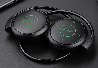 Picun T6 Sports Bluetooth ausinių ausinių kabliukas belaidis vandeniui atsparus MP3 triukšmą mažinančios ausinės, palaikančios TF kortelės ausines