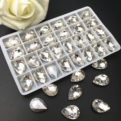 Új 3D köröm strassz, 10x14 mm-es, lapos hátú üvegkristályok barkácsolás körömdíszítésekhez strasszokhoz