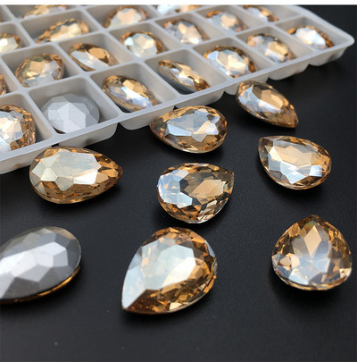 Új 3D köröm strassz, 10x14 mm-es, lapos hátú üvegkristályok barkácsolás körömdíszítésekhez strasszokhoz