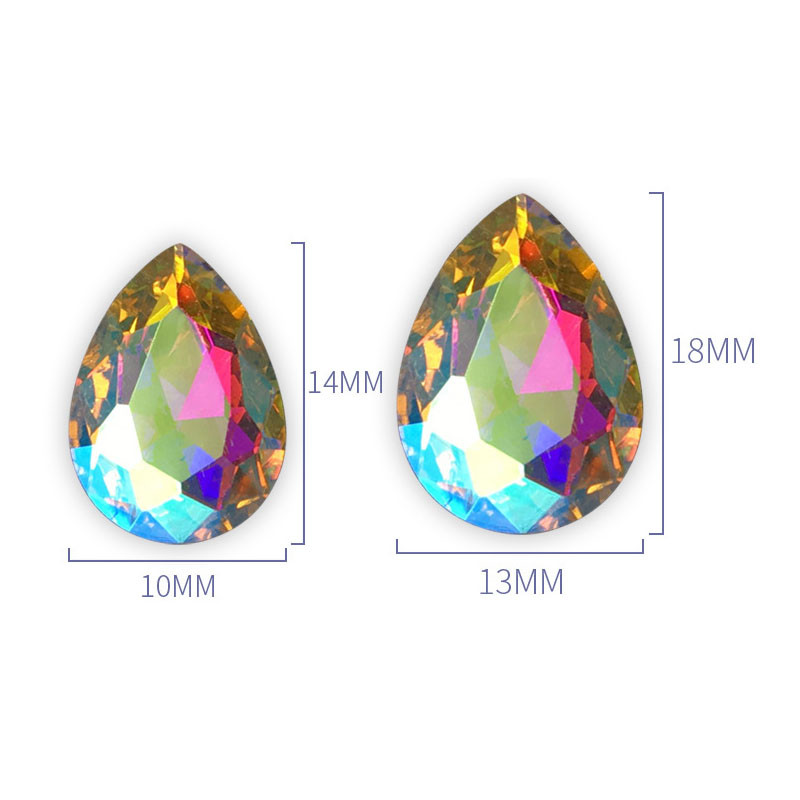 Új 3D köröm strassz, 10x14 mm-es, lapos hátú üvegkristályok barkácsolás körömdíszítésekhez strasszokhoz