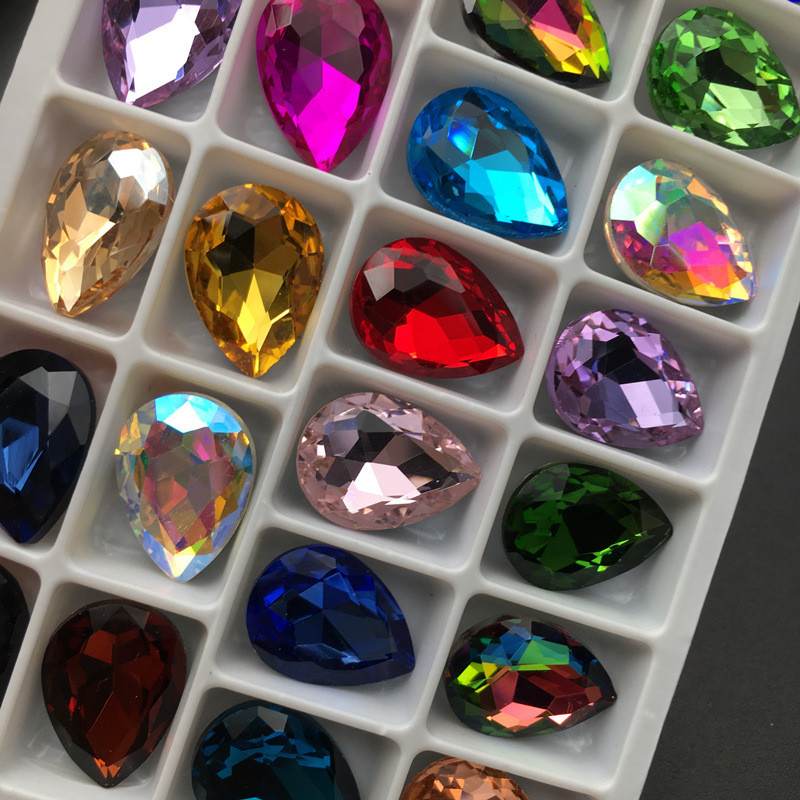 Új 3D köröm strassz, 10x14 mm-es, lapos hátú üvegkristályok barkácsolás körömdíszítésekhez strasszokhoz