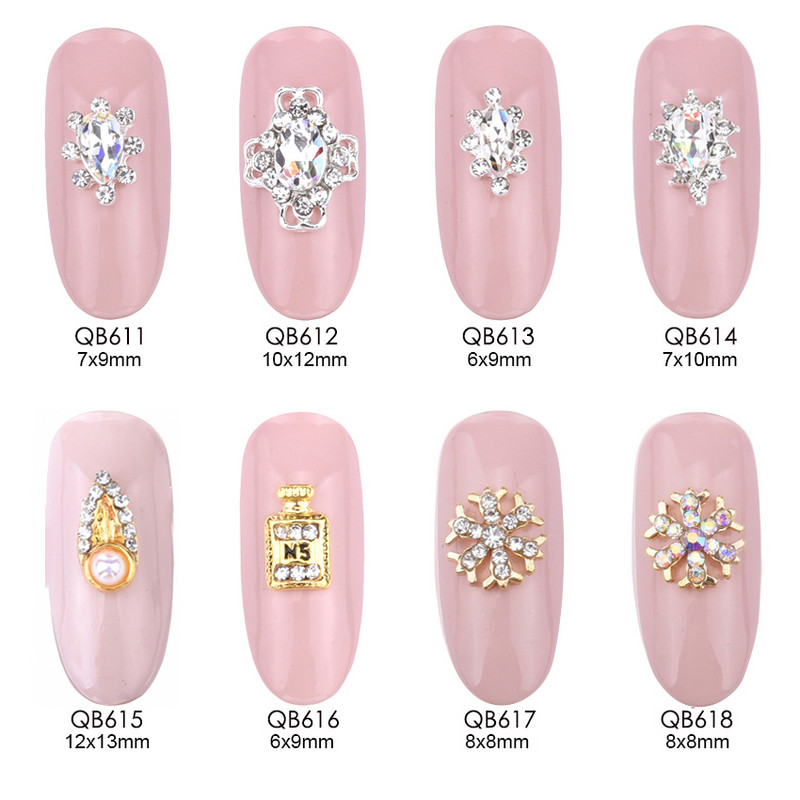 10 τμχ Crystal strass nail art πέτρες κράμα 3d διακοσμητικά λαμπερά γούρια νυχιών στρας για επώνυμα αξεσουάρ κοσμημάτων