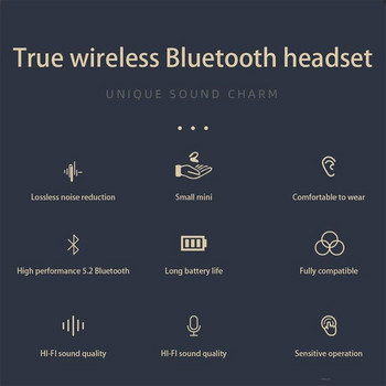 10PCS F8 TWS Bluetooth 5.0 Безжични слушалки Bluetooth слушалки с микрофон Спортни слушалки Сензорно управление Телефонни разговори Слушалки