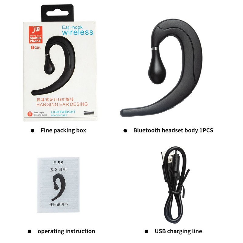 10 gab. F98 Bluetooth 5.0 bezvadu austiņas Īpaši viegls, ergonomisks, nesāpīgs auss āķis TWS sporta austiņu stereo austiņas ar HD MIC