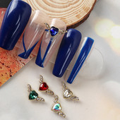 10kom Krila šišmiša Valentinovo Srce od kamenčića Privjesci za nokte 3D Ukrasi za nokte od legure kristala Metalni štapić Dodaci za štapove