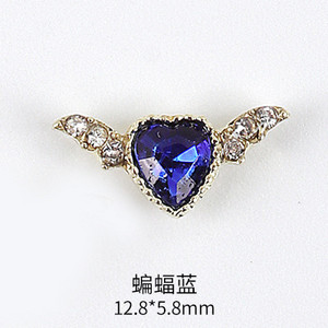 10kom Krila šišmiša Valentinovo Srce od kamenčića Privjesci za nokte 3D Ukrasi za nokte od legure kristala Metalni štapić Dodaci za štapove