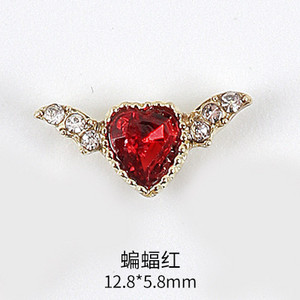 10kom Krila šišmiša Valentinovo Srce od kamenčića Privjesci za nokte 3D Ukrasi za nokte od legure kristala Metalni štapić Dodaci za štapove