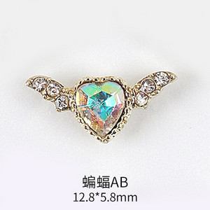 10kom Krila šišmiša Valentinovo Srce od kamenčića Privjesci za nokte 3D Ukrasi za nokte od legure kristala Metalni štapić Dodaci za štapove