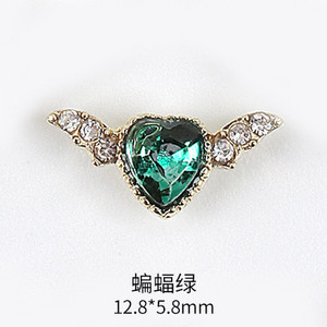 10kom Krila šišmiša Valentinovo Srce od kamenčića Privjesci za nokte 3D Ukrasi za nokte od legure kristala Metalni štapić Dodaci za štapove