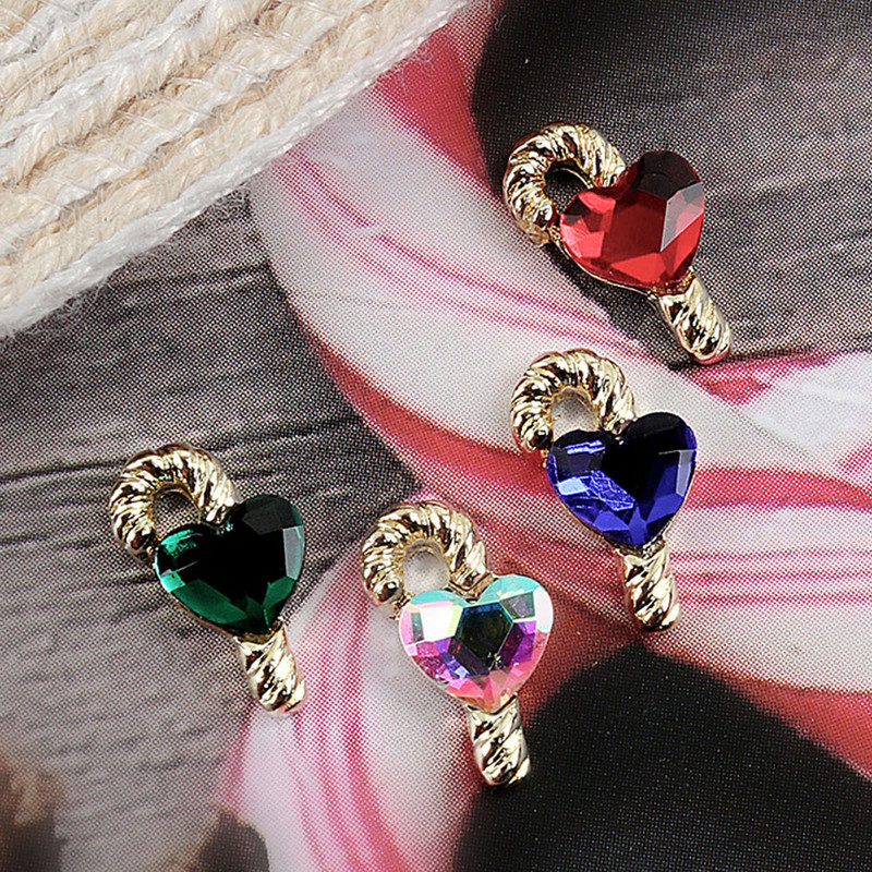 10kom Krila šišmiša Valentinovo Srce od kamenčića Privjesci za nokte 3D Ukrasi za nokte od legure kristala Metalni štapić Dodaci za štapove