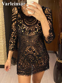 2022 Sexy dantela neagră croșetat tricotat fără spate tunică plajă acoperire acoperire rochie plajă ținute plajă îmbrăcăminte de plajă femei femei V367