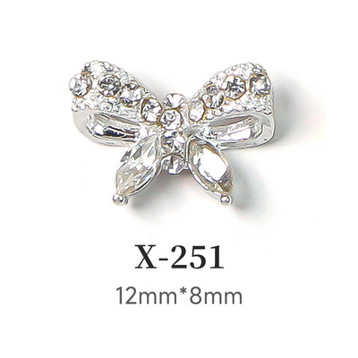 10 τμχ Crown Heart Nail Charms Luxury Candy Color Designer Alloy Nails Rhinestones Decors 3D Peach Heart Maple Leaf Nails Parts