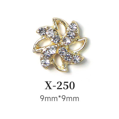 10 τμχ Crown Heart Nail Charms Luxury Candy Color Designer Alloy Nails Rhinestones Decors 3D Peach Heart Maple Leaf Nails Parts