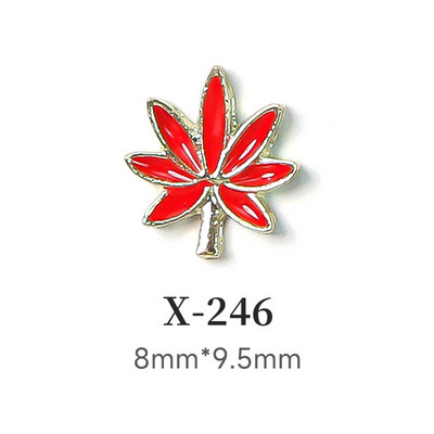 10 τμχ Crown Heart Nail Charms Luxury Candy Color Designer Alloy Nails Rhinestones Decors 3D Peach Heart Maple Leaf Nails Parts